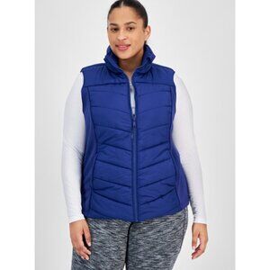 ID Ideology Plus Size Zip-Front Puffer Vest Size 4X in Blue Winter Travel Warm